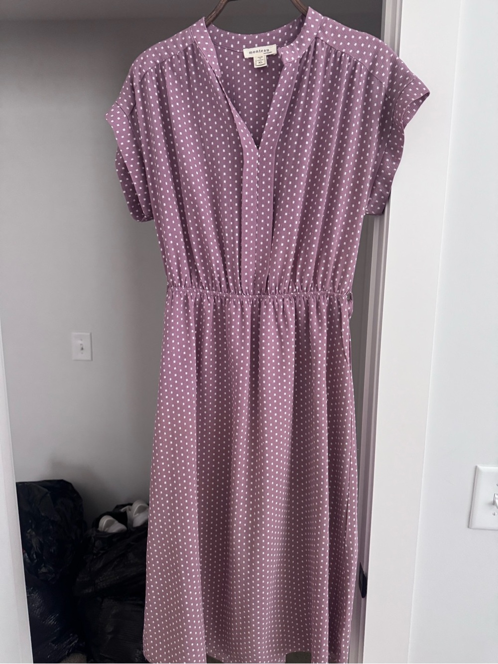 Monteau Mauve Polka Dot Midi Dress
